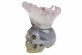 Polished Agate Skull with Amethyst Crown #181958-1